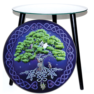 Tree of Life glass altar table 5 1/2" dia