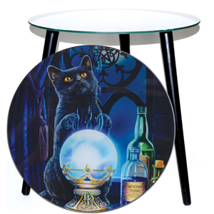 Witches Apprentice glass altar table 5 1/2" dia